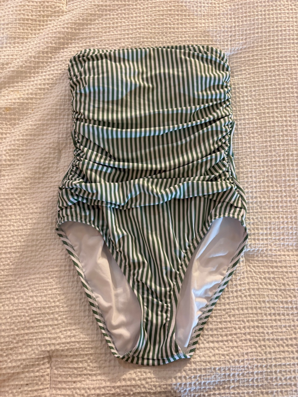Ellen Tracy Green and White Striped One-Piece